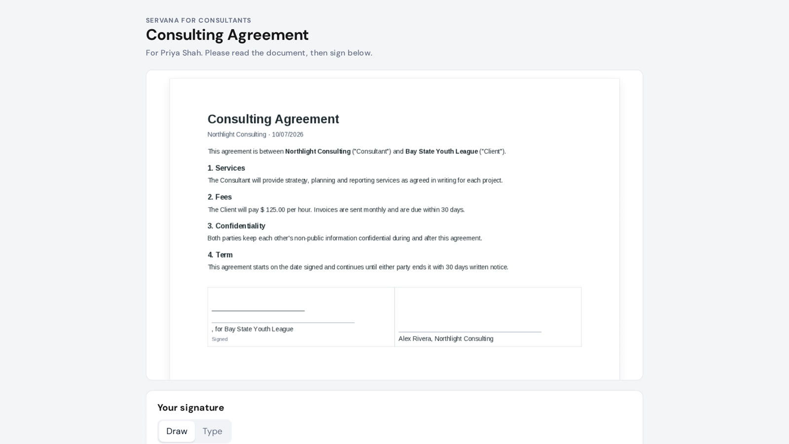 Contract ready to sign